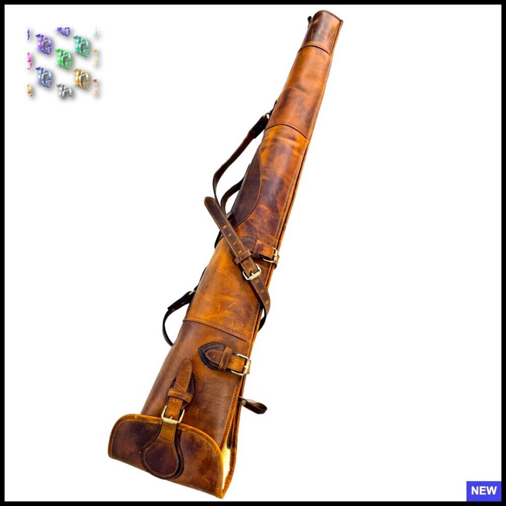 Leather Rifle Case Hunting Scabbard Adjustable Strap Soft Protective Bag